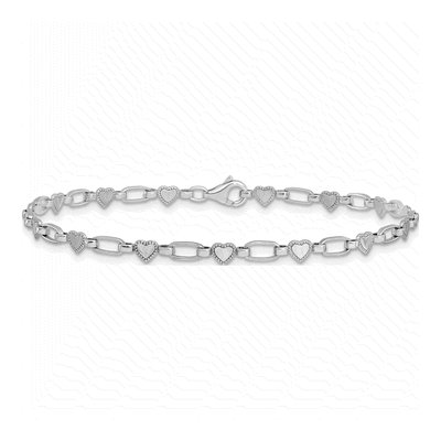 Sterling Silver Heart Station Bracelet – view 4