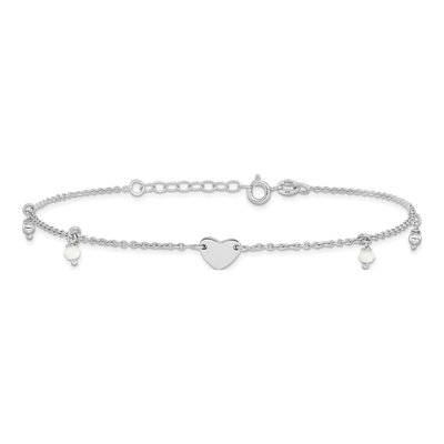 Sterling Silver Heart Glass Anklet – view 4