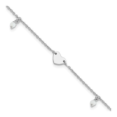 Sterling Silver Heart Glass Anklet