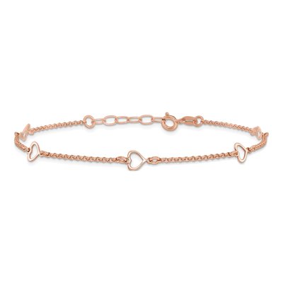 Rose Gold-Plated Sterling Silver Hearts Anklet – view 4