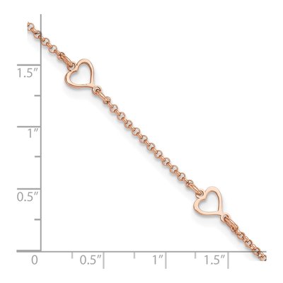 Rose Gold-Plated Sterling Silver Hearts Anklet – view 5