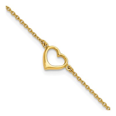 Gold-Plated Sterling Silver Open Heart Anklet