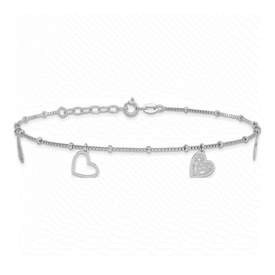 Sterling Silver Cut-Out Hearts Anklet – view 4