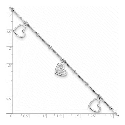 Sterling Silver Cut-Out Hearts Anklet – view 5
