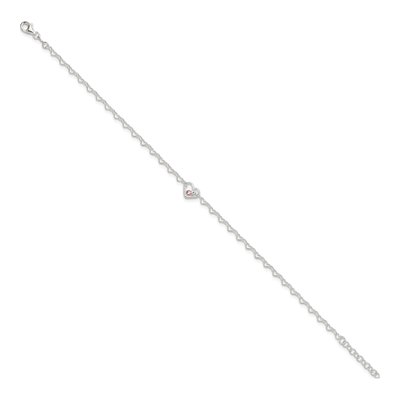 Sterling Silver CZ Heart Link Anklet – view 3