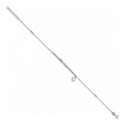 Sterling Silver Heart Beaded Anklet – view 3