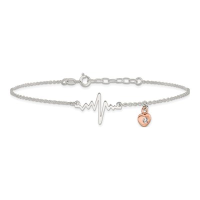 Sterling Silver CZ Heart Anklet – view 4