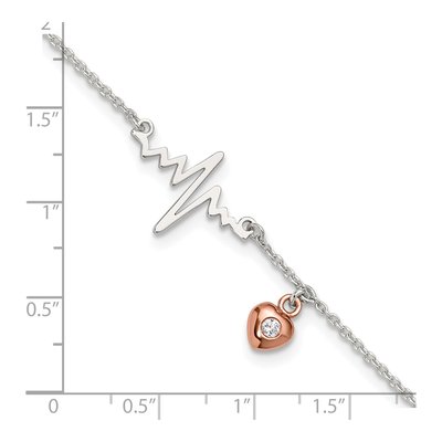 Sterling Silver CZ Heart Anklet – view 5