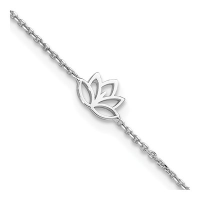 Sterling Silver Lotus Flower Anklet