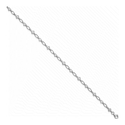 Sterling Silver Heart Cross Bracelet – view 3