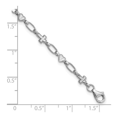 Sterling Silver Heart Cross Bracelet – view 6