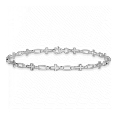 Sterling Silver Cross Station Bracelet – view 4