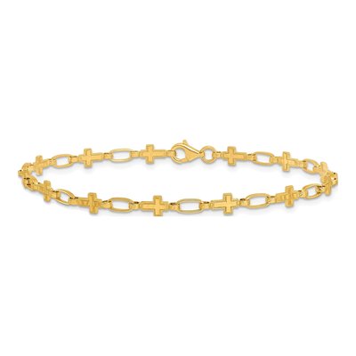 Gold-Plated Sterling Silver Cross Station Bracelet – view 3