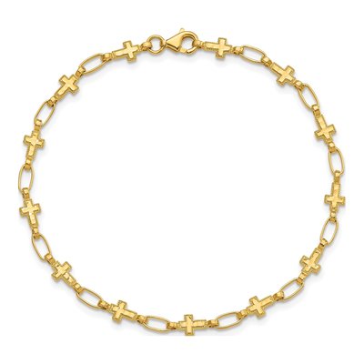 Gold-Plated Sterling Silver Cross Station Bracelet – view 4
