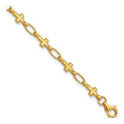 Gold-Plated Sterling Silver Cross Station Bracelet