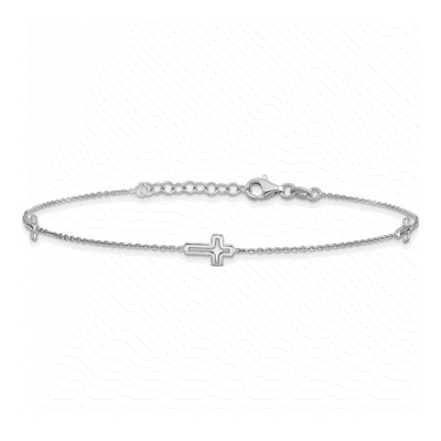 Sterling Silver Open Cross Anklet – view 4