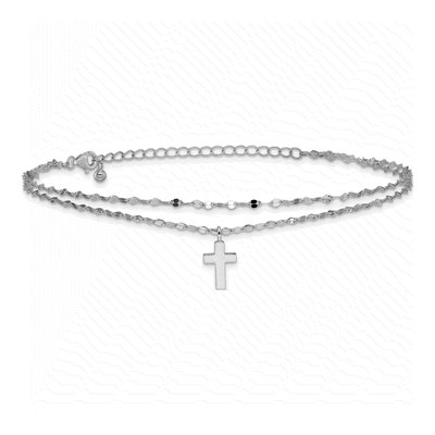 Sterling Silver 2-Strand Cross Plus Anklet – view 4