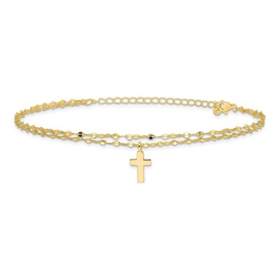 Gold-Plated Sterling Silver Cross Anklet – view 4