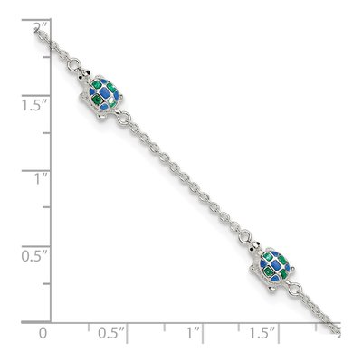 Sterling Silver Enamel Turtle Anklet – view 5