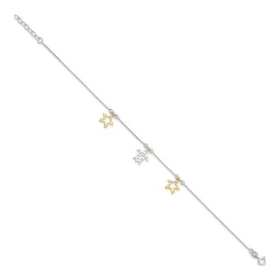 Sterling Silver Starfish Turtle Anklet – view 3