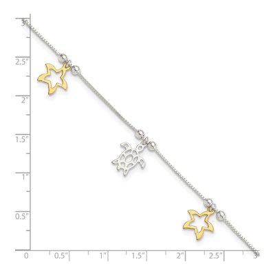 Sterling Silver Starfish Turtle Anklet – view 5