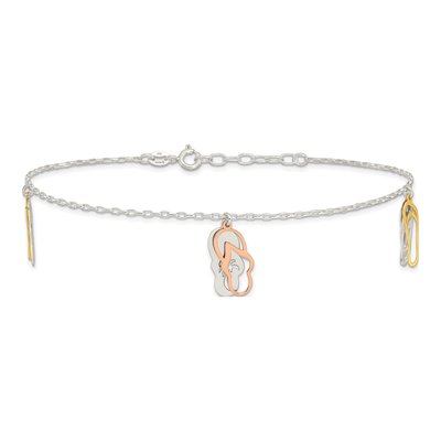 Sterling Silver Flip Flop Anklet – view 4