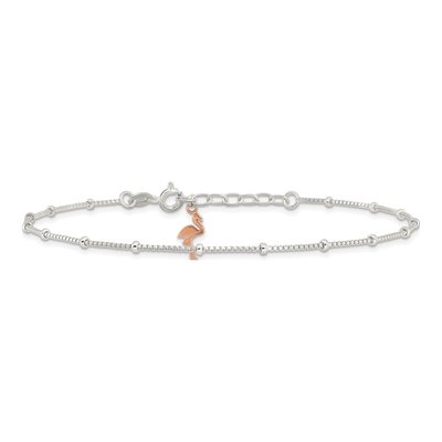 Sterling Silver Flamingo Dangle Anklet – view 4