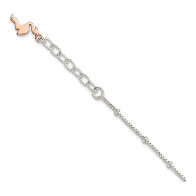 Sterling Silver Flamingo Dangle Anklet