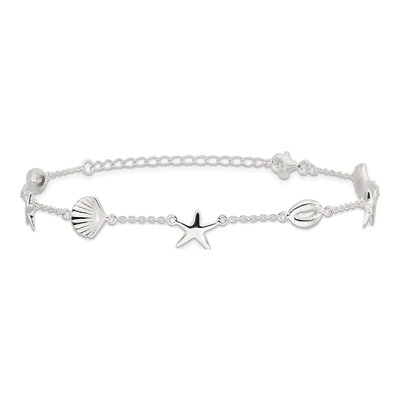 Sterling Silver Sealife Anklet – view 4
