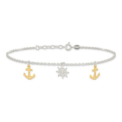 Sterling Silver Nautical Anchor Anklet – view 4
