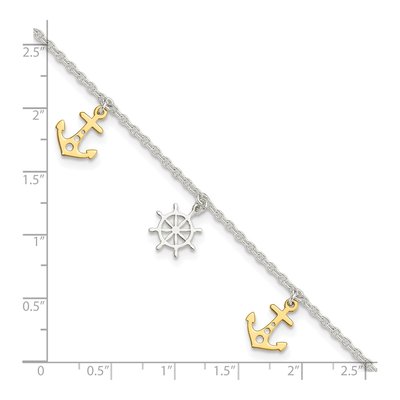 Sterling Silver Nautical Anchor Anklet – view 5