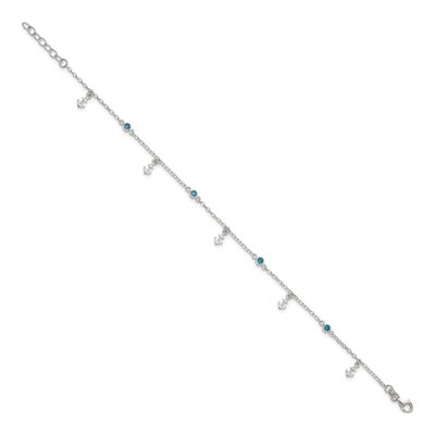 Sterling Silver CZ Anchor Anklet – view 3