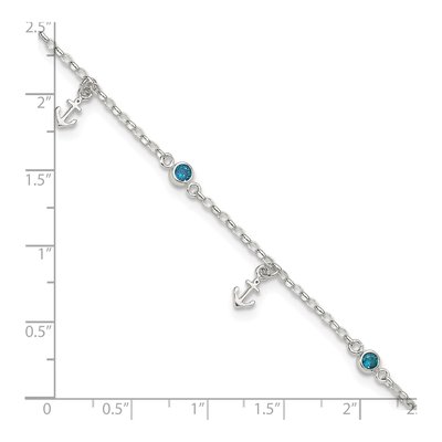 Sterling Silver CZ Anchor Anklet – view 5