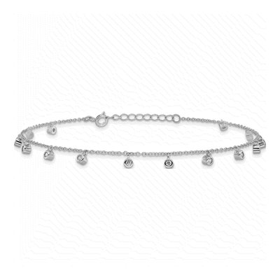 Sterling Silver CZ Bezel Station Anklet – view 4