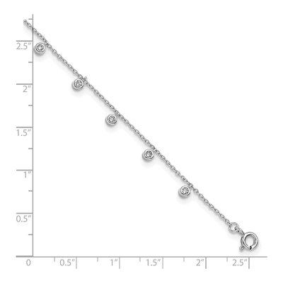 Sterling Silver CZ Bezel Station Anklet – view 5