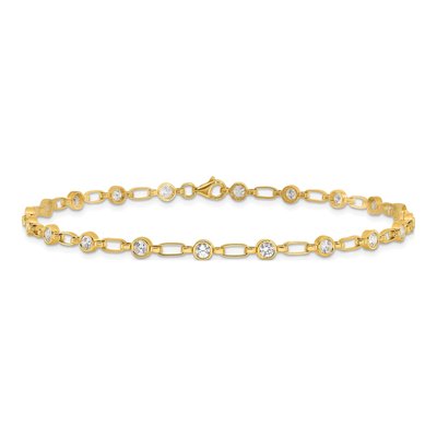 Gold-Plated Sterling Silver CZ Bezel Anklet – view 4