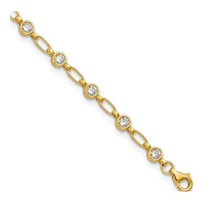 Gold-Plated Sterling Silver CZ Bezel Anklet