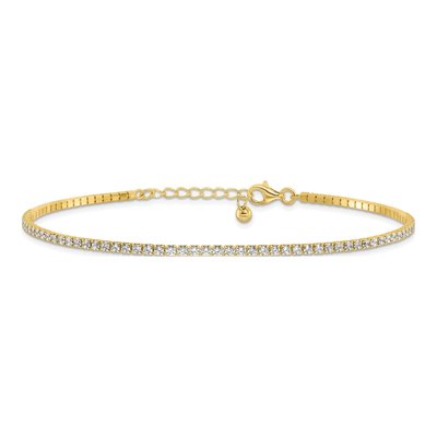 Gold-Plated Sterling Silver CZ Plus Anklet – view 4