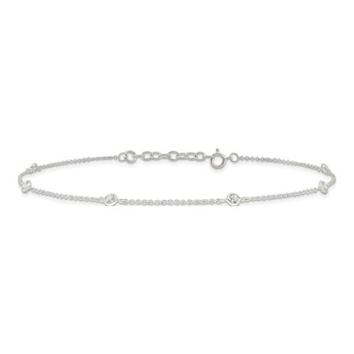 Sterling Silver CZ Station Anklet – view 4