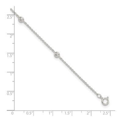 Sterling Silver CZ Station Anklet – view 5