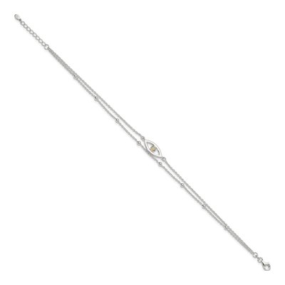 Sterling Silver Lab-Created Opal Eye 2-Strand Anklet – view 3