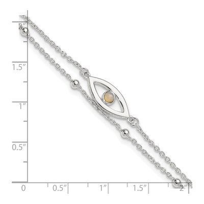 Sterling Silver Lab-Created Opal Eye 2-Strand Anklet – view 5
