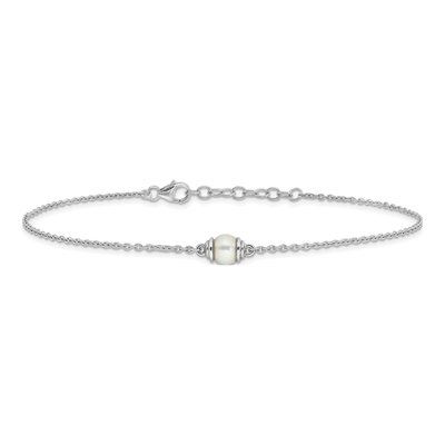 Sterling Silver Freshwater Cultured Pearl Plus Total Anklet – view 3