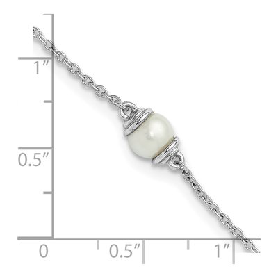 Sterling Silver Freshwater Cultured Pearl Plus Total Anklet – view 4