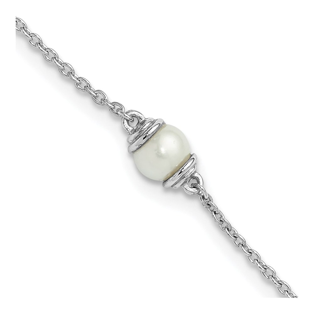 Sterling Silver Freshwater Cultured Pearl Plus Total Anklet