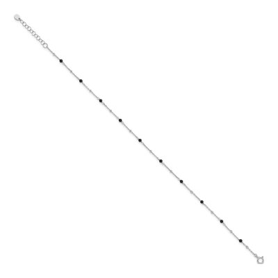 Sterling Silver Onyx Plus Total Anklet – view 2