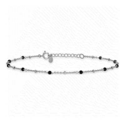 Sterling Silver Onyx Plus Total Anklet – view 3