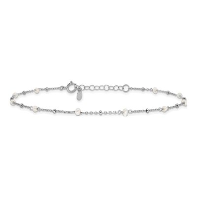 Sterling Silver Freshwater Cultured Pearl Plus Total Anklet – view 3