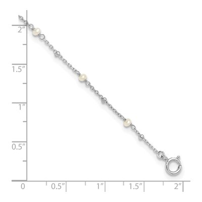 Sterling Silver Freshwater Cultured Pearl Plus Total Anklet – view 4