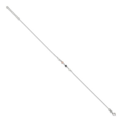 Sterling Silver Simulated Pearl & Simulated Pearl Anklet – view 2